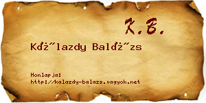 Kálazdy Balázs névjegykártya